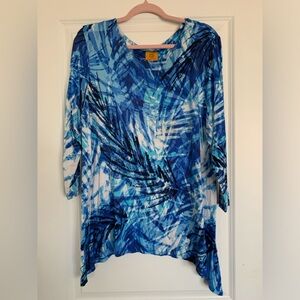 Blue Abstract Print Top